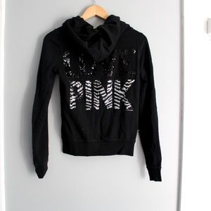 Victoria's Secret PINK Sequin Back Zip Up Sweater